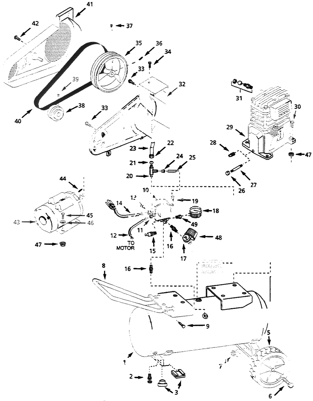Air-Compressor Parts Diagram and Parts List for VT622001  Campbell Hausfeld Compressor